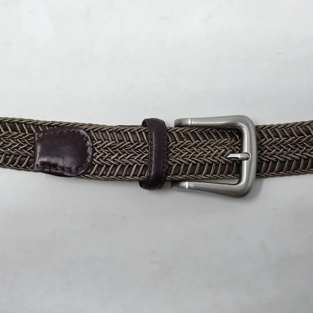 TORINO MADE IN USA BROWN TAN BRAIDED WEAVE SATIN LEATHER BELT MENS SIZE 40